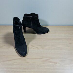Stuart Weitzman Honcho Black Suede Platform Ankle Boots Booties Size 7